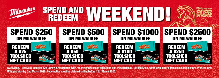 Milwaukee Gift Card Spend and Redeem 25 Feb - 2 Mar 2026