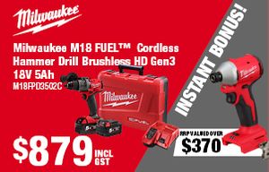 Milwaukee Gift Card Spend and Redeem Weekend 13-17 Feb 2025 (Hammer Drill Kit)