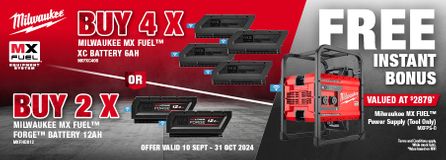 Milwaukee MX FUEL Batteries with Instant Bonus 10 Sept - 31 Oct 2024