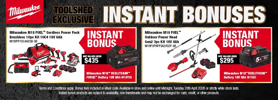 Milwaukee TS Exclusive Instant Bonuses 23 - 29 Apr 2026