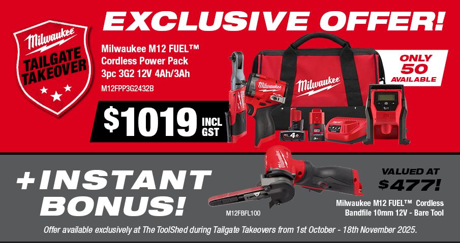 Milwaukee Tailgate Takeovers 2025 25M12FPP3G2432B Bonus Offer
