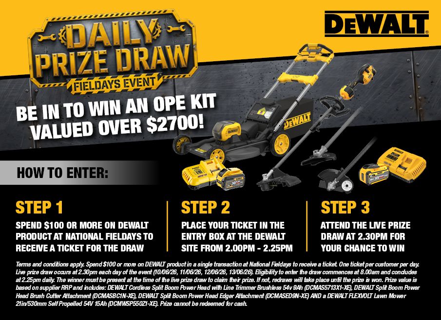Fieldays DEWALT Daily Prize Draws