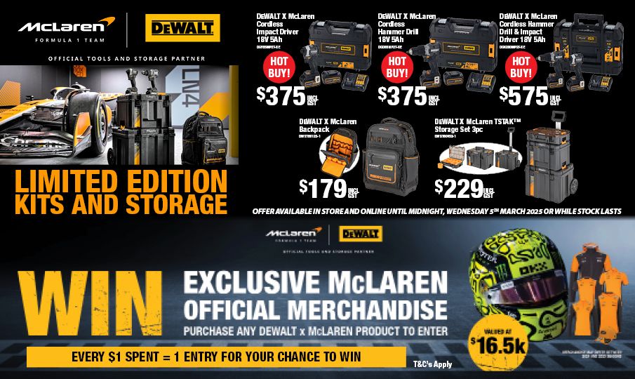 DEWALT x MCLAREN Competition and Limited Edition Products Feb-Mar 2025