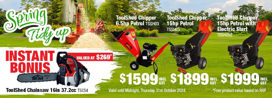 ToolShed Chippers with Bonus Chainsaw Oct 2024