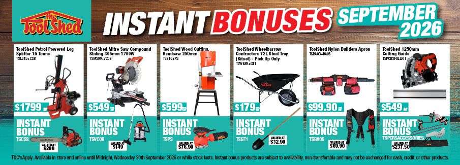ToolShed Instant Bonus Offers - Sept 2026