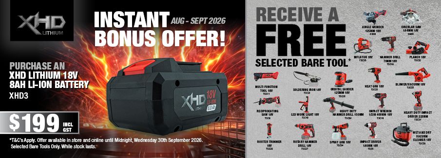 XHD Lithium 8Ah Starter Kit FREE Bare Tool 1 Aug - 7 Sep 2026