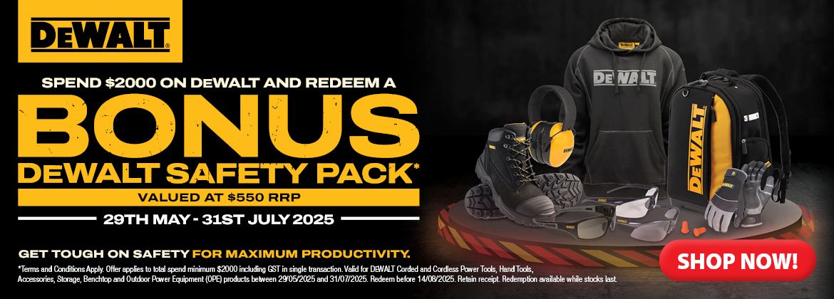 DEWALT Spend $2000 Free Safety Kit 29 May - 31 July 2025
