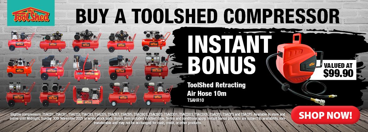 ToolShed Instant Bonus Air Hose with Compressors Nov 2025