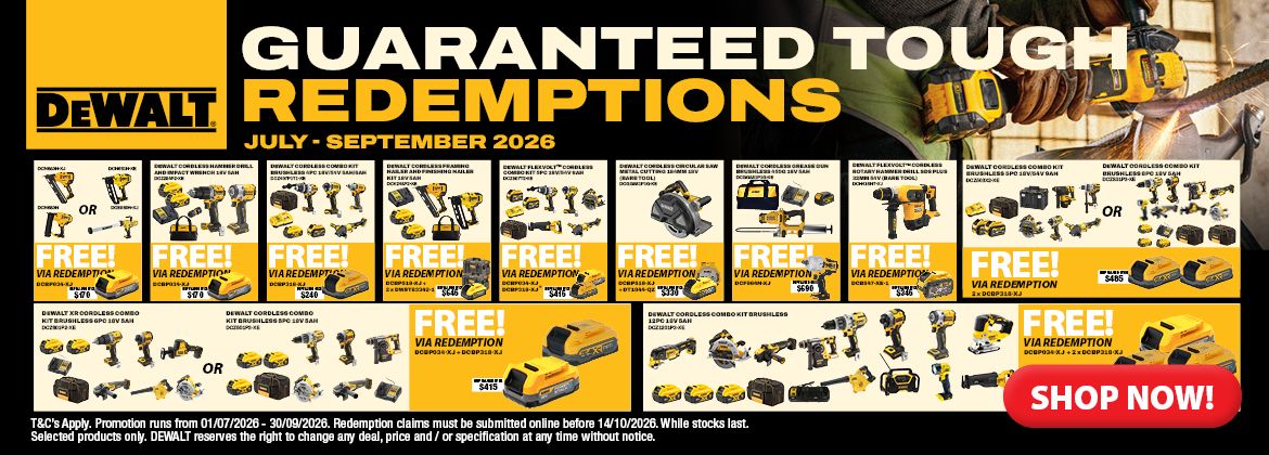 DEWALT GUARANTEED TOUGH Q3 Redemptions Jul - Sep 2026