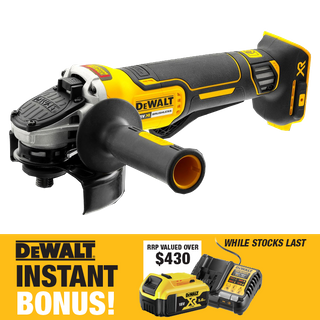 DEWALT Cordless Angle Grinder 125mm Paddle Switch 18V with Battery and Charger