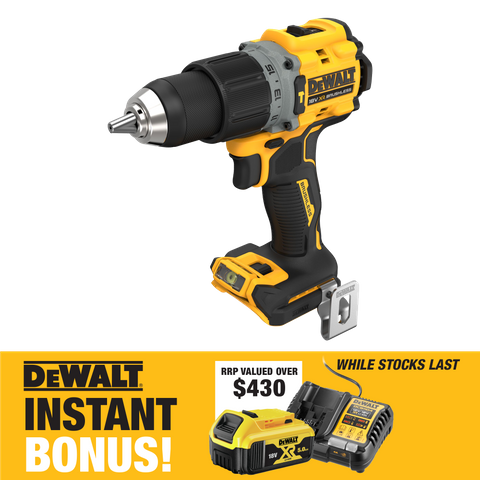 DEWALT Cordless Hammer Drill Compact Brushless 18v - Bare Tool With Bonus