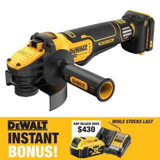 DEWALT Cordless Grinder 125mm Brushless Var Spd 18V - Bare Tool with Bonus