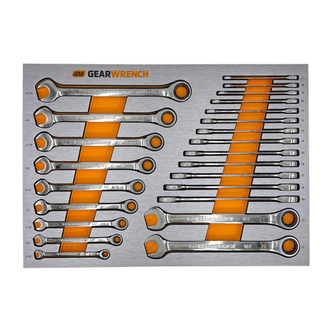 GEARWRENCH Ratcheting Spanner Set Metric & SAE 24pc in EVA Tray