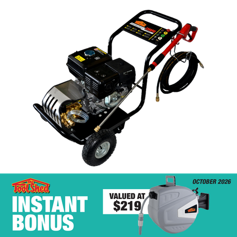 ToolShed Petrol Water Blaster 3200PSI 14.5LPM with Retractable Water Hose