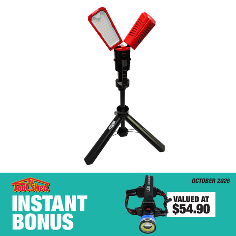 ToolShed LED Floodlight with Tripod 2x 50W with 5W LED Head Lamp