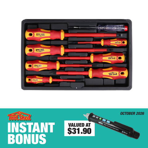 ToolShed VDE Screwdriver Set Electrical 8pc with Voltage Detector