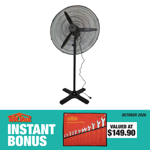 ToolShed Pedestal Fan 750mm with Gear Spanner Set 6-24mm 12pc