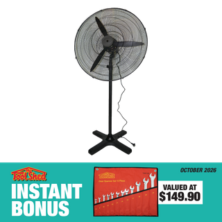 ToolShed Pedestal Fan 750mm with Gear Spanner Set 6-24mm 12pc