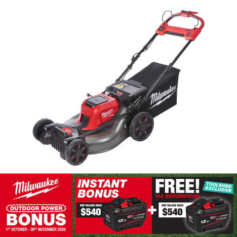 Milwaukee M18 FUEL Cordless Lawn Mower Self Propelled 533mm 2x18v with BONUS