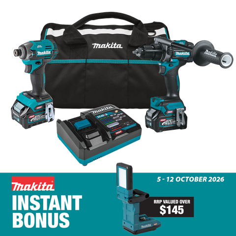 Makita XGT Cordless Hammer Drill & Impact Driver Brushless 40V 2.5Ah with Bonus