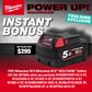 Milwaukee M18 Cordless Power Pack 4pc Kit 18V 5Ah with BONUS
