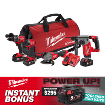 Milwaukee M18 FUEL Cordless Power Pack Brushless 4pc Kit 18V 5Ah with BONUS