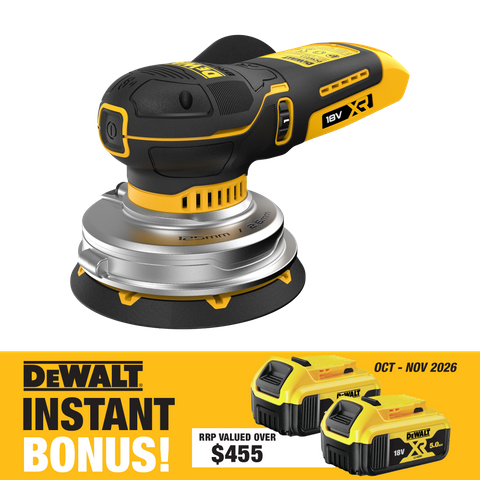 DeWalt Cordless Random Orbital Sander 125mm XR 18V with BONUS