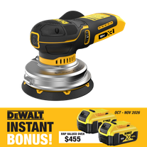 DeWalt Cordless Random Orbital Sander 125mm XR 18V with BONUS
