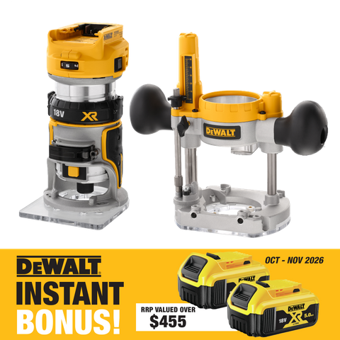 DEWALT Cordless Trimmer with Router Base 18V - Bare Tool with Bonus Batteries