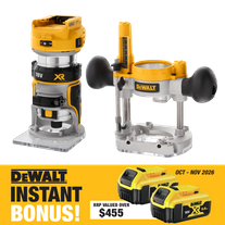 DEWALT Cordless Trimmer with Router Base 18V - Bare Tool with Bonus Batteries