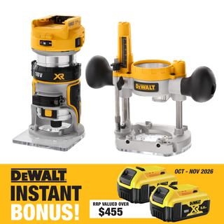 DEWALT Cordless Trimmer with Router Base 18V - Bare Tool with Bonus Batteries