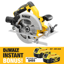DEWALT Cordless Circular Saw 184mm 18V - Bare Tool with Bonus Batteries