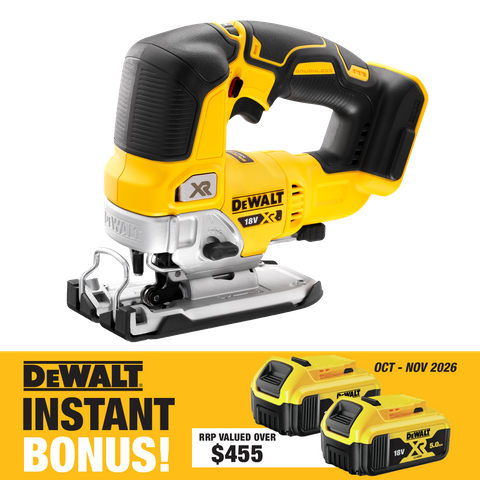 DEWALT Cordless Jigsaw Brushless 18V - Bare Tool with Bonus Batteries