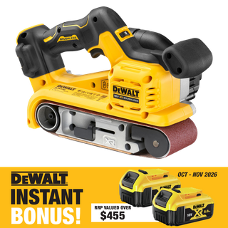 DEWALT Cordless Belt Sander Brushless 75mm 18V - Bare Tool with Bonus Batteries