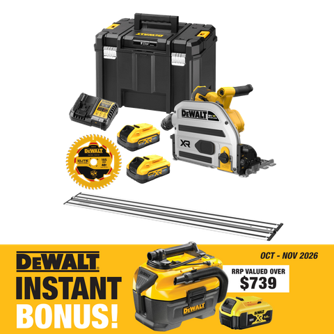 DeWalt Cordless Plunge Saw Brushless XR 18V 5Ah Powerstack Kit with BONUS