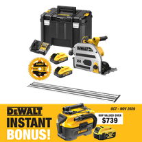 DeWalt Cordless Plunge Saw Brushless XR 18V 5Ah Powerstack Kit with BONUS