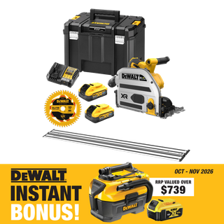 DeWalt Cordless Plunge Saw Brushless XR 18V 5Ah Powerstack Kit with BONUS