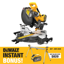 DEWALT FLEXVOLT Cordless Mitre Saw Brushless 305mm 54V 9Ah with Bonus