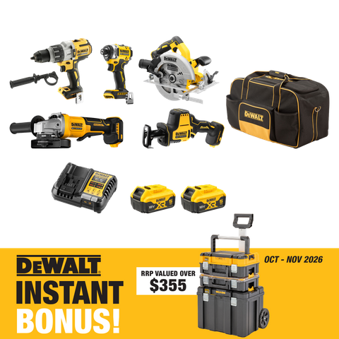 DEWALT XR Cordless Combo Kit Brushless 5pc 18V 5Ah Bonus DWST83411-1