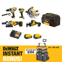 DEWALT XR Cordless Combo Kit Brushless 5pc 18V 5Ah Bonus DWST83411-1
