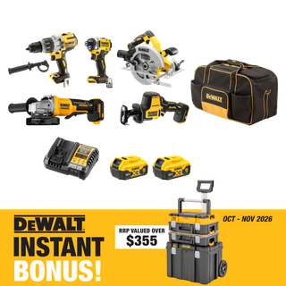 DEWALT XR Cordless Combo Kit Brushless 5pc 18V 5Ah Bonus DWST83411-1