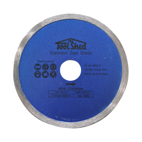ToolShed Diamond Blade 110mm Continuous Rim - Wet