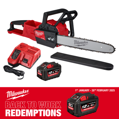 Milwaukee M18 FUEL Cordless Chainsaw 16in 18V 12Ah