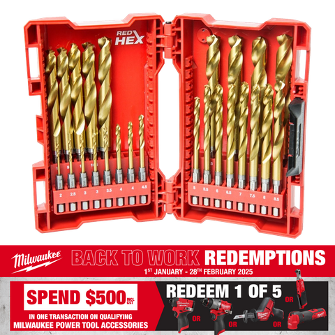 Milwaukee SHOCKWAVE RED HELIX Drill Bit Set Titanium 25pc