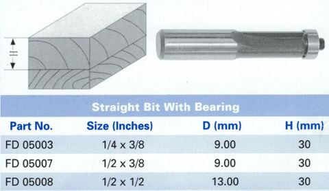 Mastercut Router Bit Straight Cutter with Bearing 1/4in x 3/8in