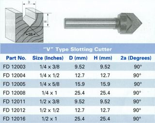 Mastercut Router Bit V Type Slotting Cutter 1/4in x 1/2in