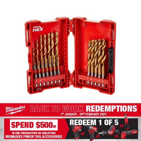 Milwaukee SHOCKWAVE RED HELIX Drill Bit Set Titanium 19pc