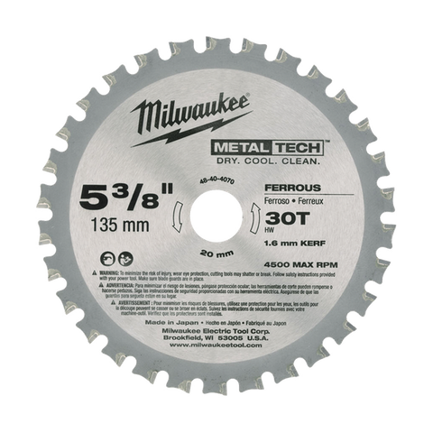 Milwaukee Circular Saw Blade Metal Cutting 136mm 30T