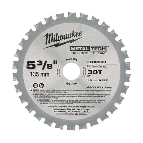 Milwaukee Cold Cut Saw Blade Metal Cutting 136mm 30T