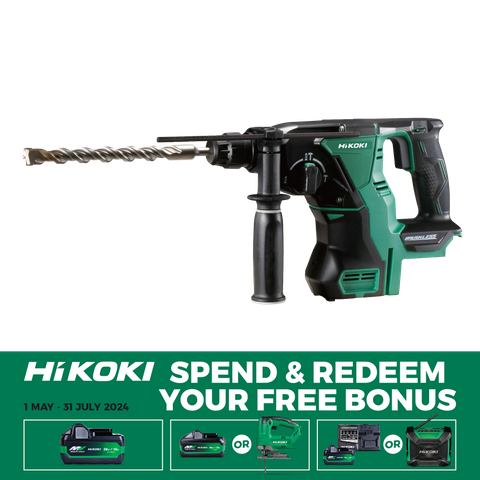 HiKOKI Cordless Rotary Hammer Drill Brushless 26mm SDS+ 18v - Bare Tool